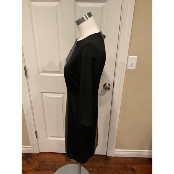 Tahari Arthur S. Levine Black & Gray Houndstooth Studded Dress, Size 4 - Picture 4 of 7